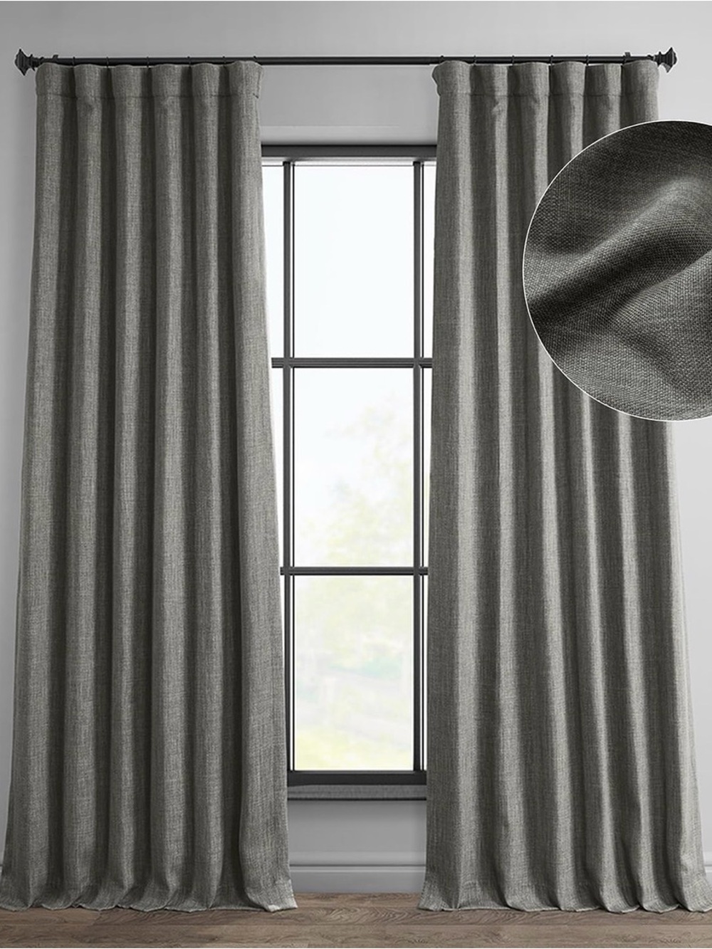 Gray Textured Blackout Curtain Panels